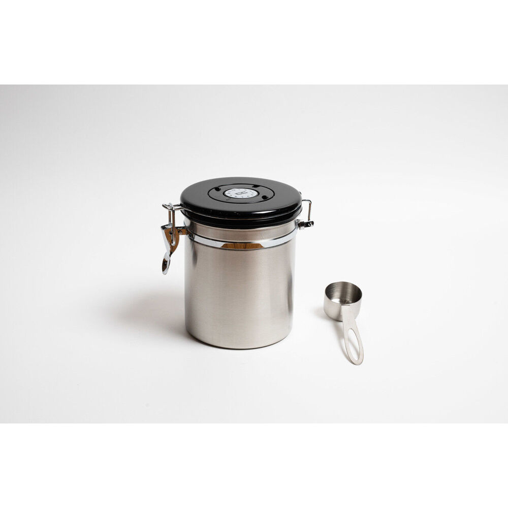 Coffee Culture Medium Coffee Canister Storage Round Container 13x15cm (Silver)