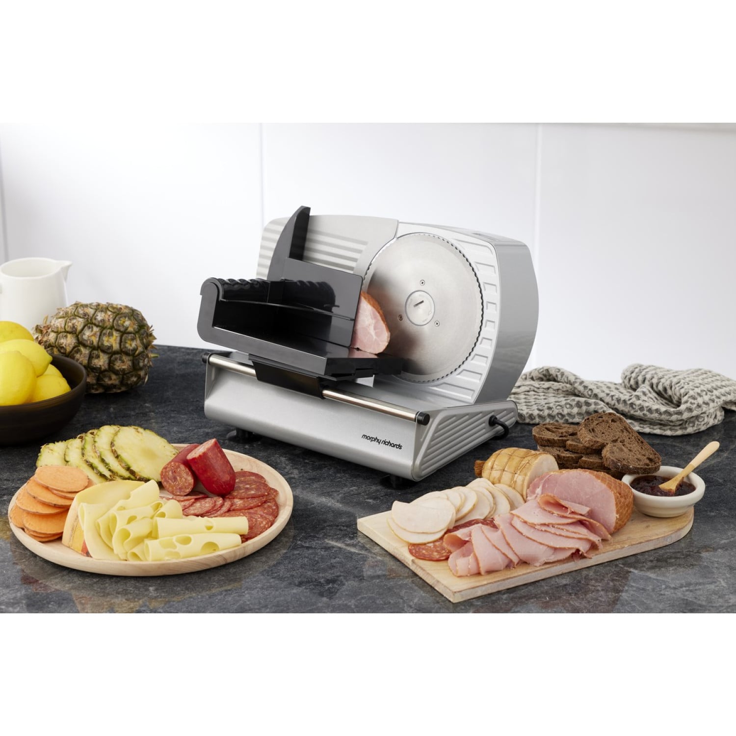 Morphy Richards 200W Electric Food Slicer 190mm Serrated Stainless Steel Blade