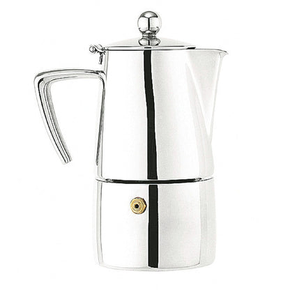 Avanti 10 Cup Art Deco Espresso Coffee Maker Percolator - Silver | Stovetop Percolator | Safety valve, Silicon Gasket, With Manuals