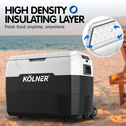Kolner 40L Portable Fridge Cooler/Freezer with Trolley (Black)
