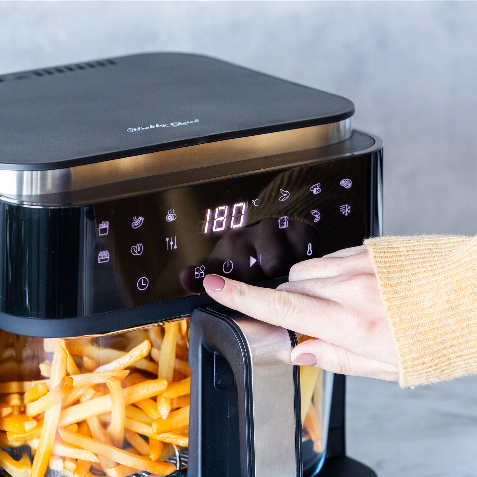 Healthy Choice PFAS-Free 1200–1400W Touch-Controlled Digital Air Fryer with Glass Basket 6.5L