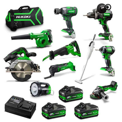 HiKOKI 18V Brushless 10 Piece 3 x 5.0Ah/2.5Ah Combo Kit KC18D10P2(HRZ)