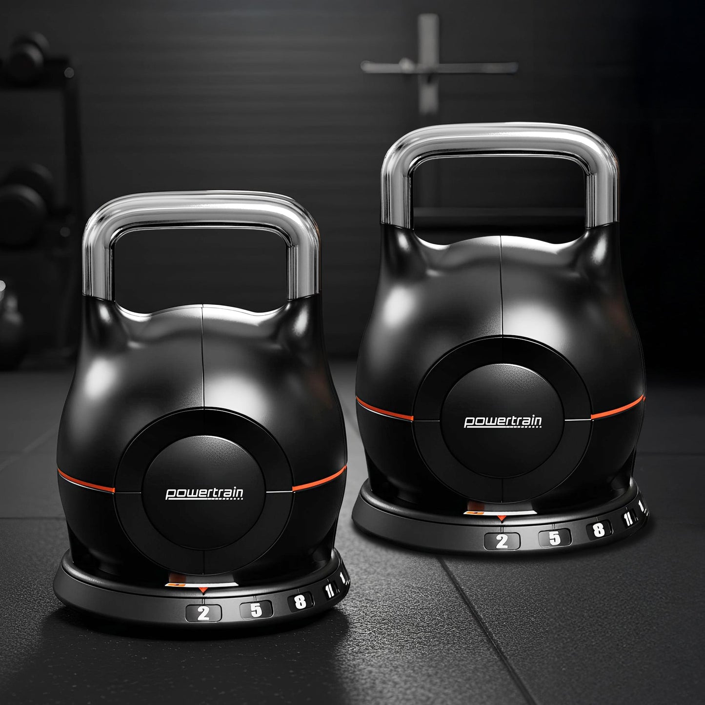 Powertrain 2x 40kg Adjustable Kettlebell One Hand Adjustment Weight Set