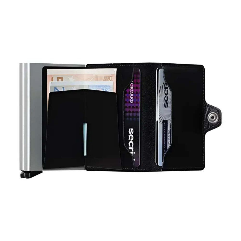 Secrid Twinwallet Compact RFID Aluminium Leather Clip Closure Wallet Black