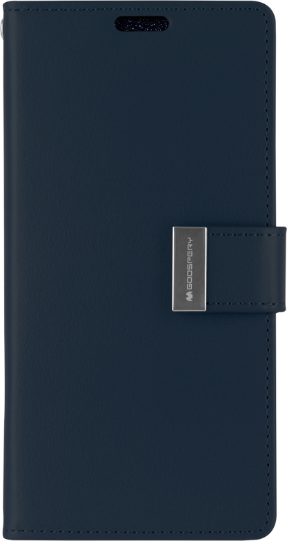 Goospery Rich Diary Case for iPhone 13 Pro Max - Navy/Lime