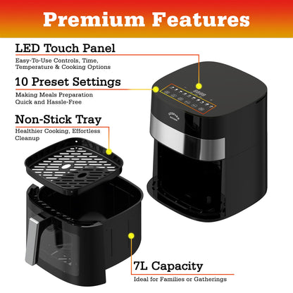 AUSPURE Air Fryer 7L Premium Digital with Cookbook, Nonstick Tray