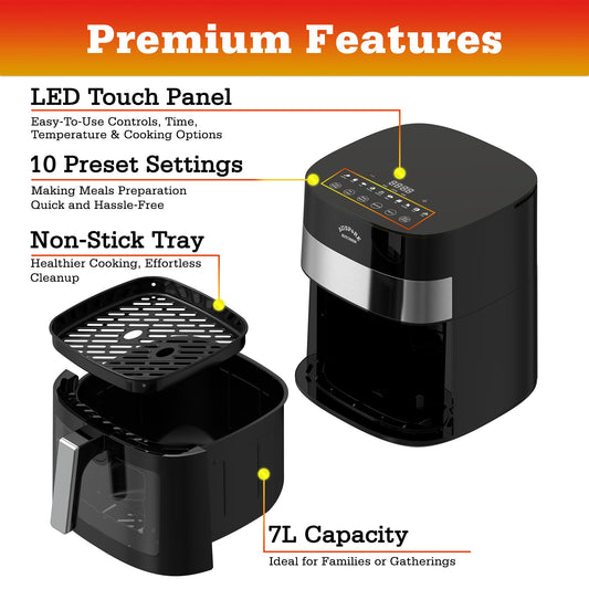 AUSPURE Air Fryer 7L Premium Digital with Cookbook, Nonstick Tray