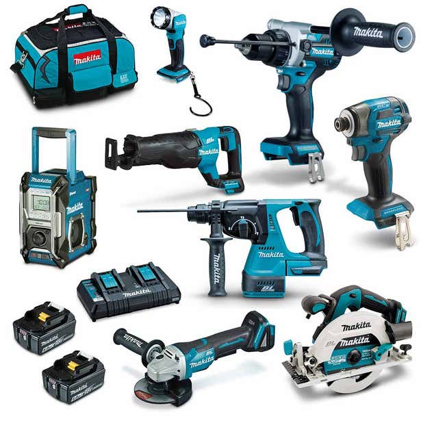 MAKITA 18V Brushless 8 Piece 2 x 6.0AH Combo Kit DLX8059GX1