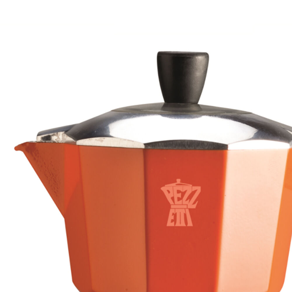 Pezzetti Bellexpress Aluminium 6-Cup Stovetop Induction Coffee Maker Orange