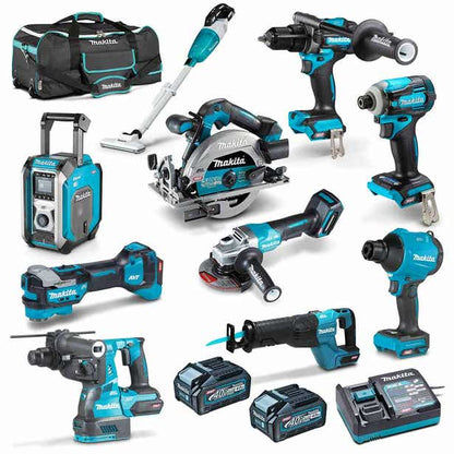 MAKITA 40V Max Brushless 10 Piece 2 x 4.0Ah Combo Kit DK0238G101
