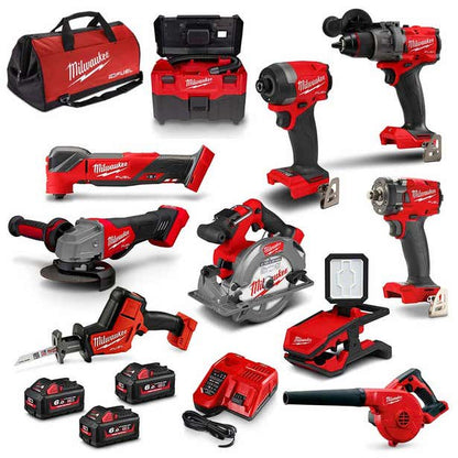 MILWAUKEE 18V FUEL 10 Piece 3 x 6.0Ah Combo Kit Power Pack M18FPP10C4603B
