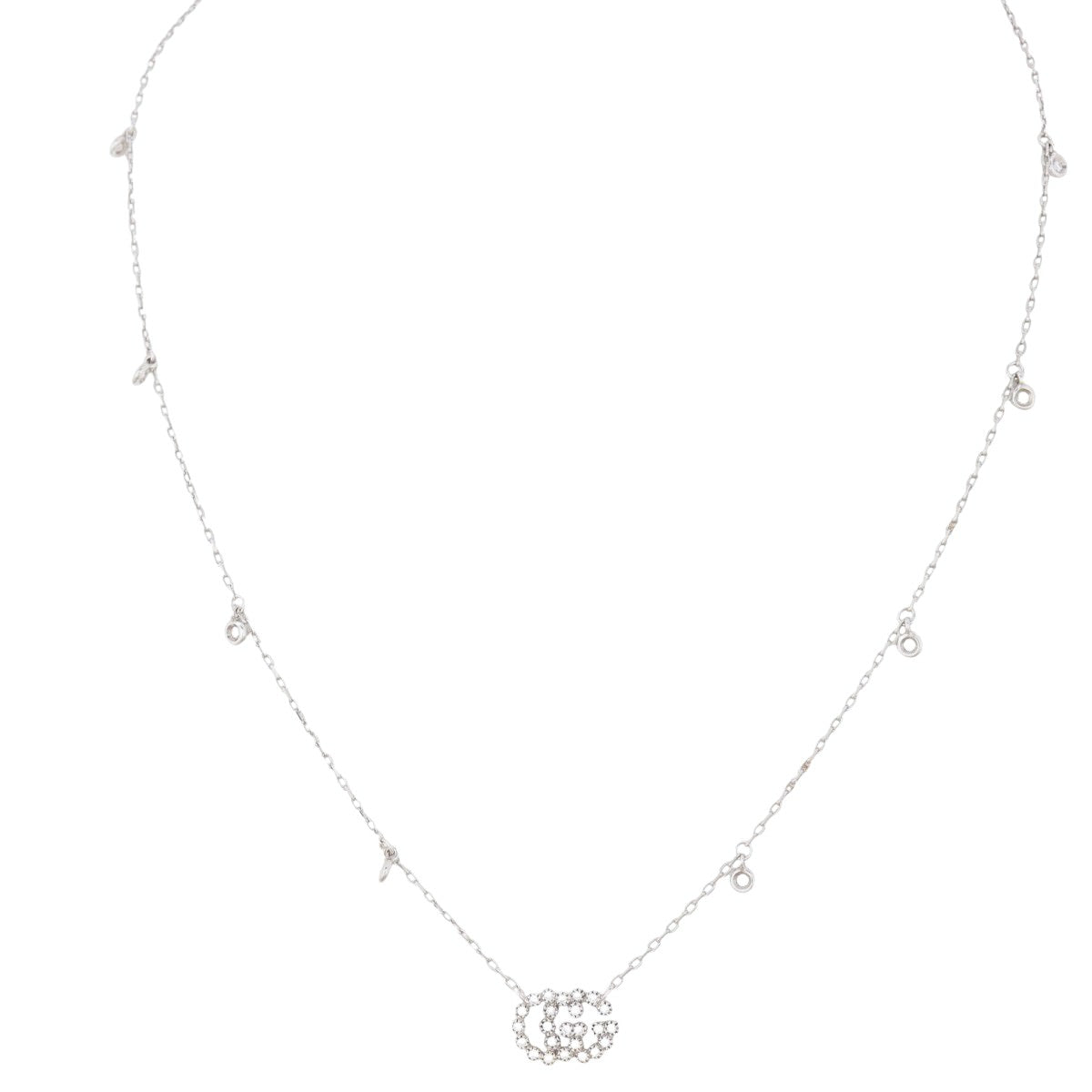 Gucci GG Running 18k White Gold Diamond Necklace