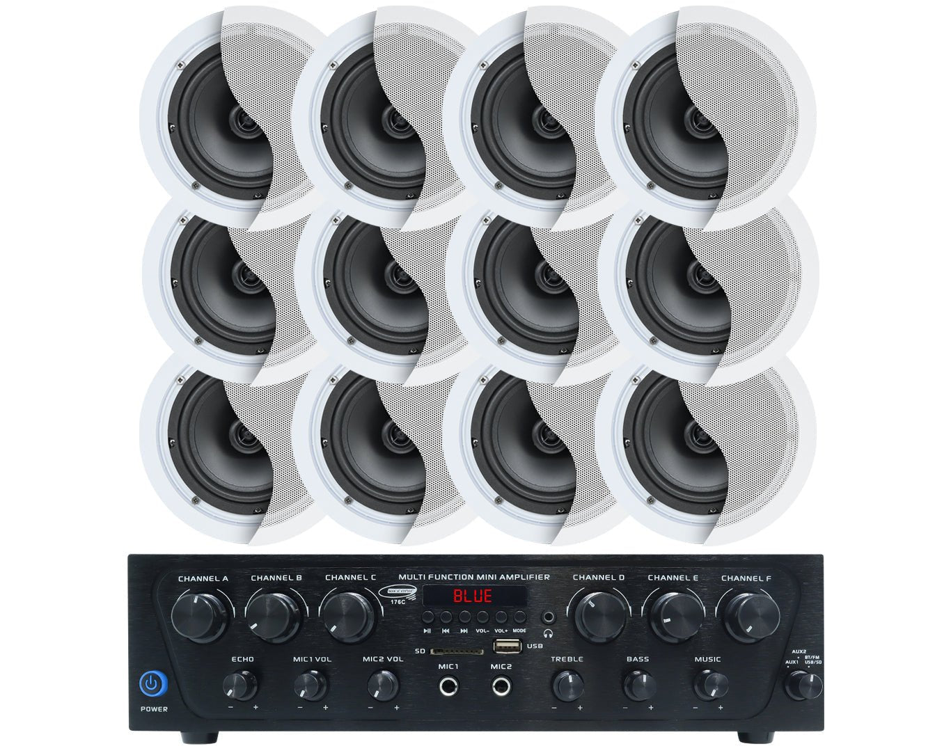 Weconic Bluetooth Amplifier + 12x 6" Indoor Ceiling Speaker Package