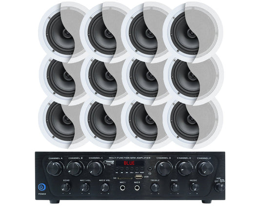 Weconic Bluetooth Amplifier + 12x 6" Indoor Ceiling Speaker Package