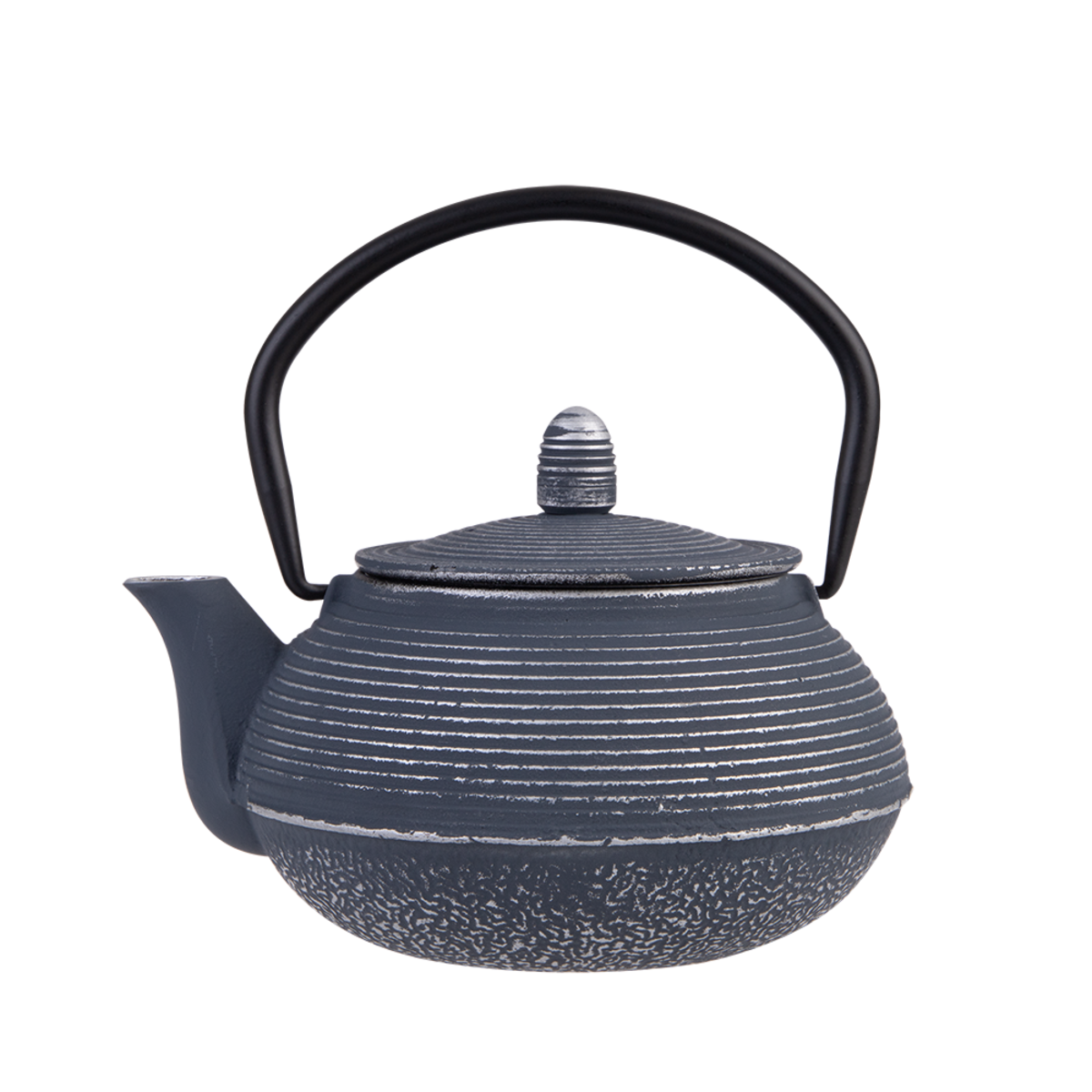 Teaology Cast Iron Teapot 600ml - Linear Blue Silver