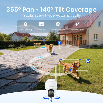 Reolink Argus PT Ultra 4K Pan Tilt  Automatic Tracking Battery Security Camera+Solar Panel(2 Pack)