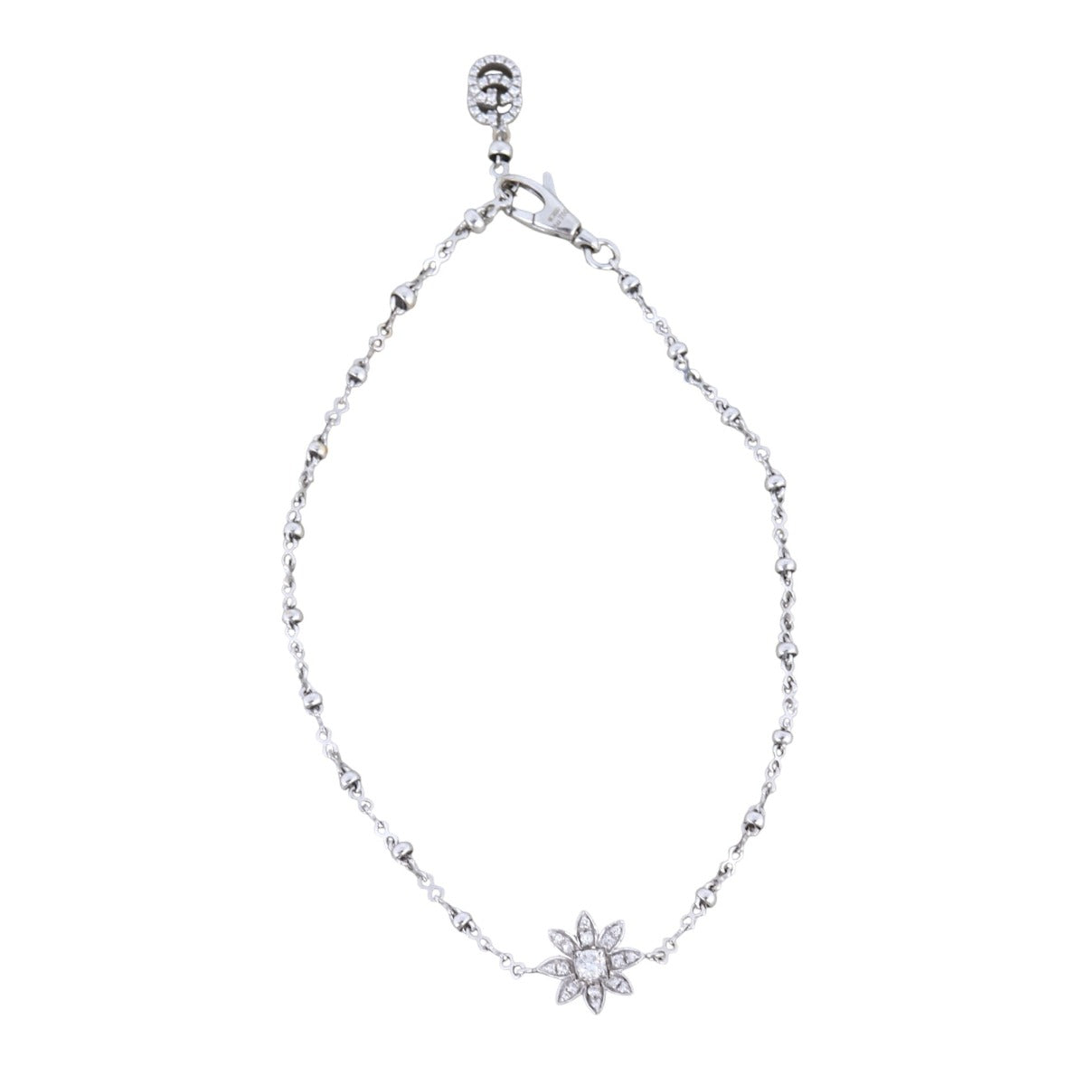 Gucci GG Running Flora Diamond 18k White Gold Bracelet
