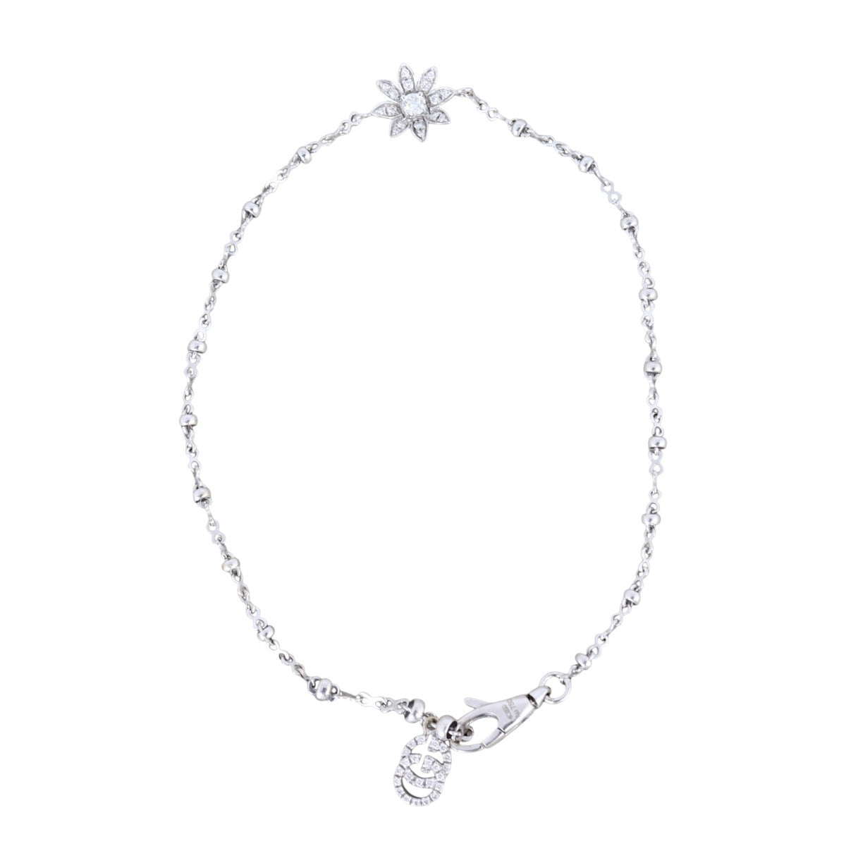 Gucci GG Running Flora Diamond 18k White Gold Bracelet