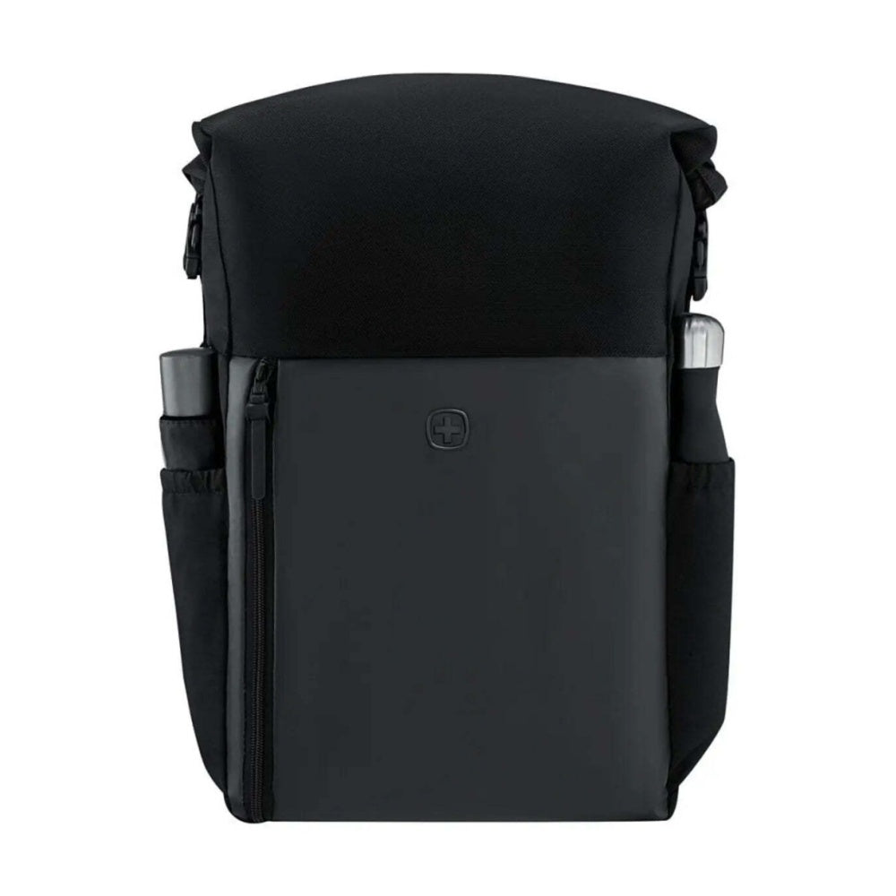 Wenger UrbanOne Roll-Top Laptop Recycled PET Polyester Backpack Black 15.6in