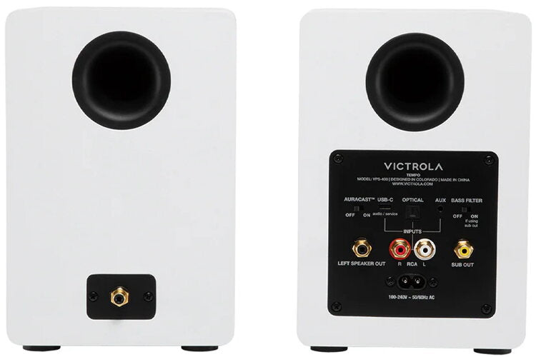 Victrola Tempo Bookshelf Speakers - White