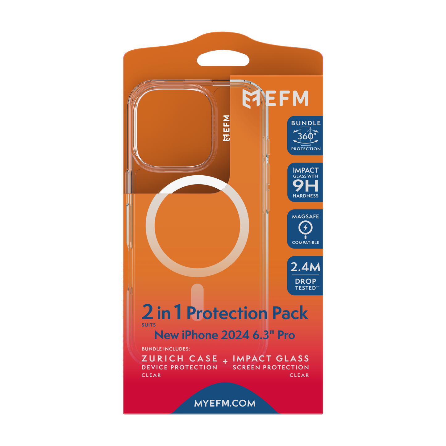 EFM 2-in-1 Case and Screen Protector-Bundle - iPhone 16 Pro (Clear)