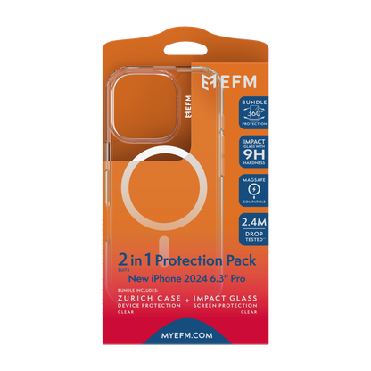 EFM 2-in-1 Case and Screen Protector-Bundle - iPhone 16 Pro (Clear)