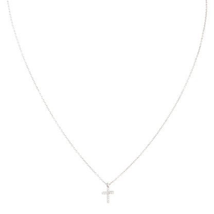 Tiffany & Co 18k White Gold Diamond Cross Pendant Mini