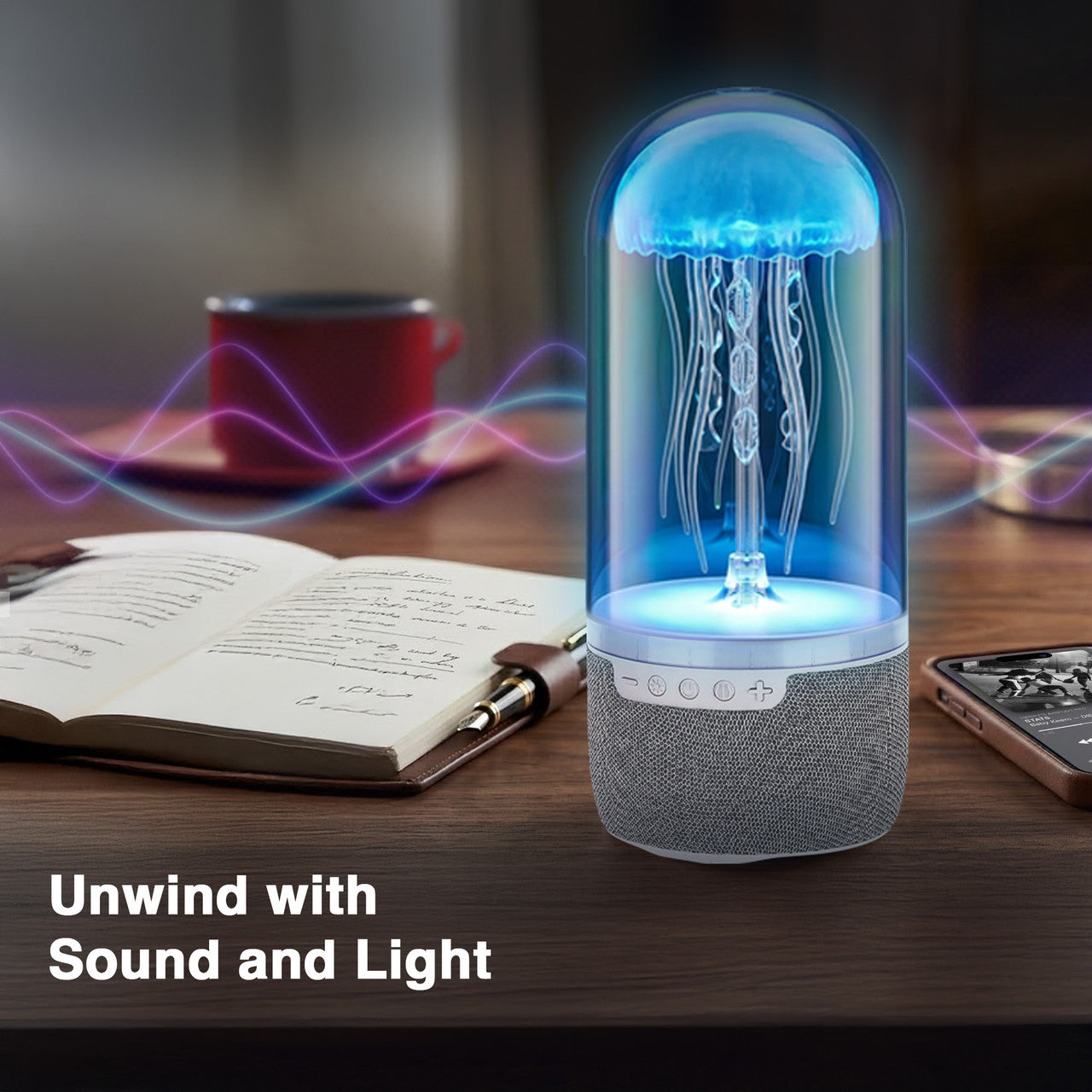 Laser Jellyfish Bluetooth Speaker with Night Light (Silver)