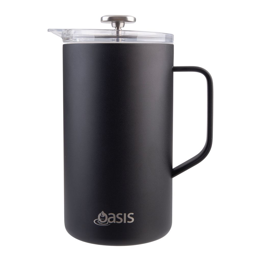 Oasis Stainless Steel Double Wall Insulated Coffee Press - 8 Cup - 1 Litre - Black