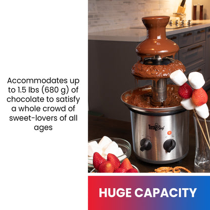 Total Chef 3 Tier Chocolate Fondue Fountain 680g Capacity, Stainless Steel