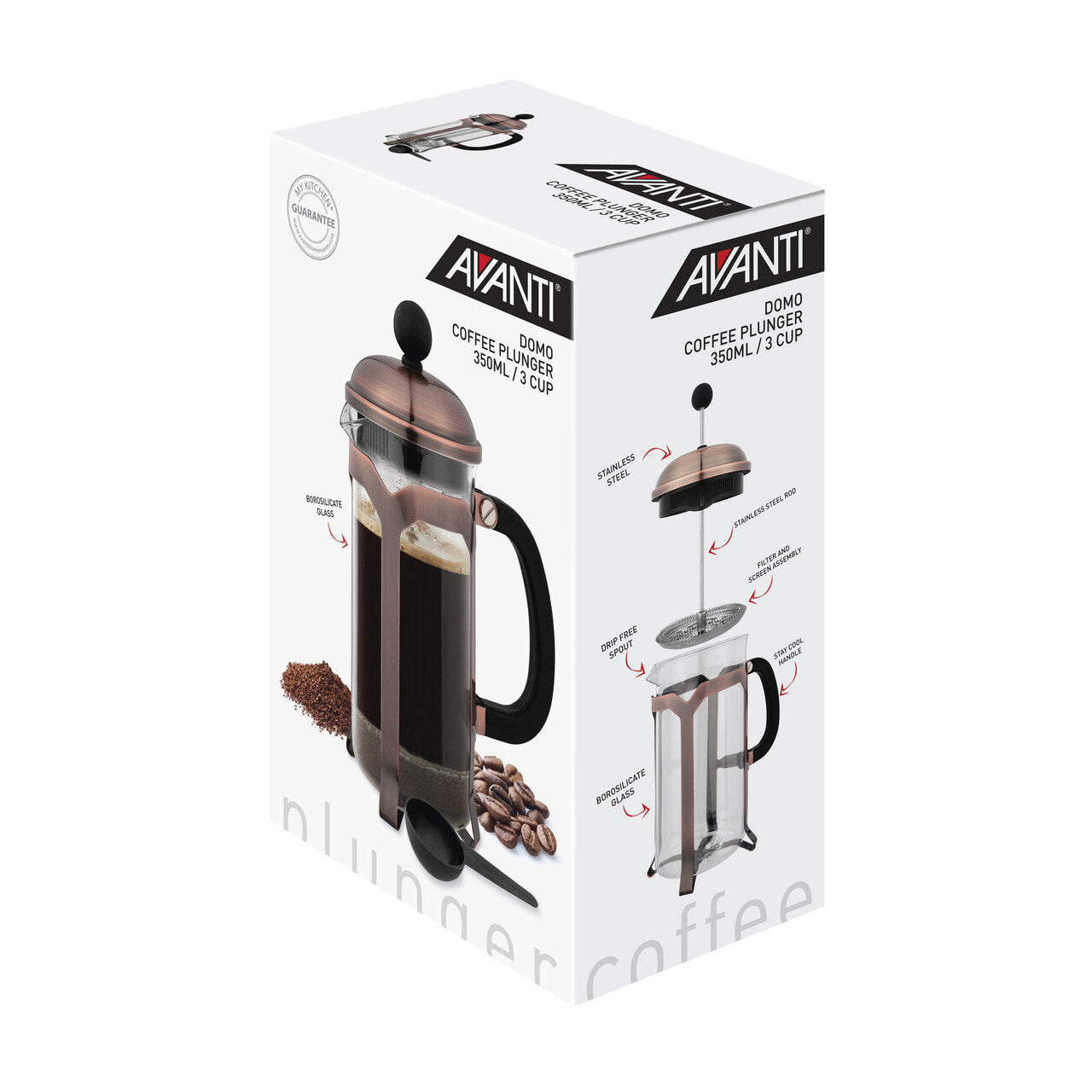 Avanti Domo Copper 3 Cup Coffee Plunger - 350Ml - Multi | Coffee Press | Coffee Plunger