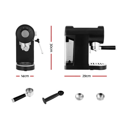 Devanti 20 Bar Coffee Machine Espresso Cafe Maker (Black)