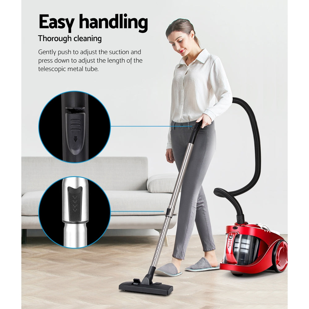 Devanti 2200W Multi-cyclonic Bagless Vacuum Cleaner Pet Hair (Red)