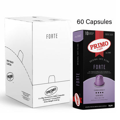 Primo Caffe Forte Coffee Capsules (6 x 10-Pack) for Nespresso