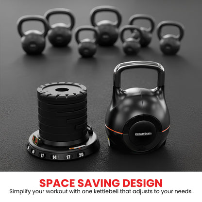 Powertrain 2x 40kg Adjustable Kettlebell One Hand Adjustment Weight Set