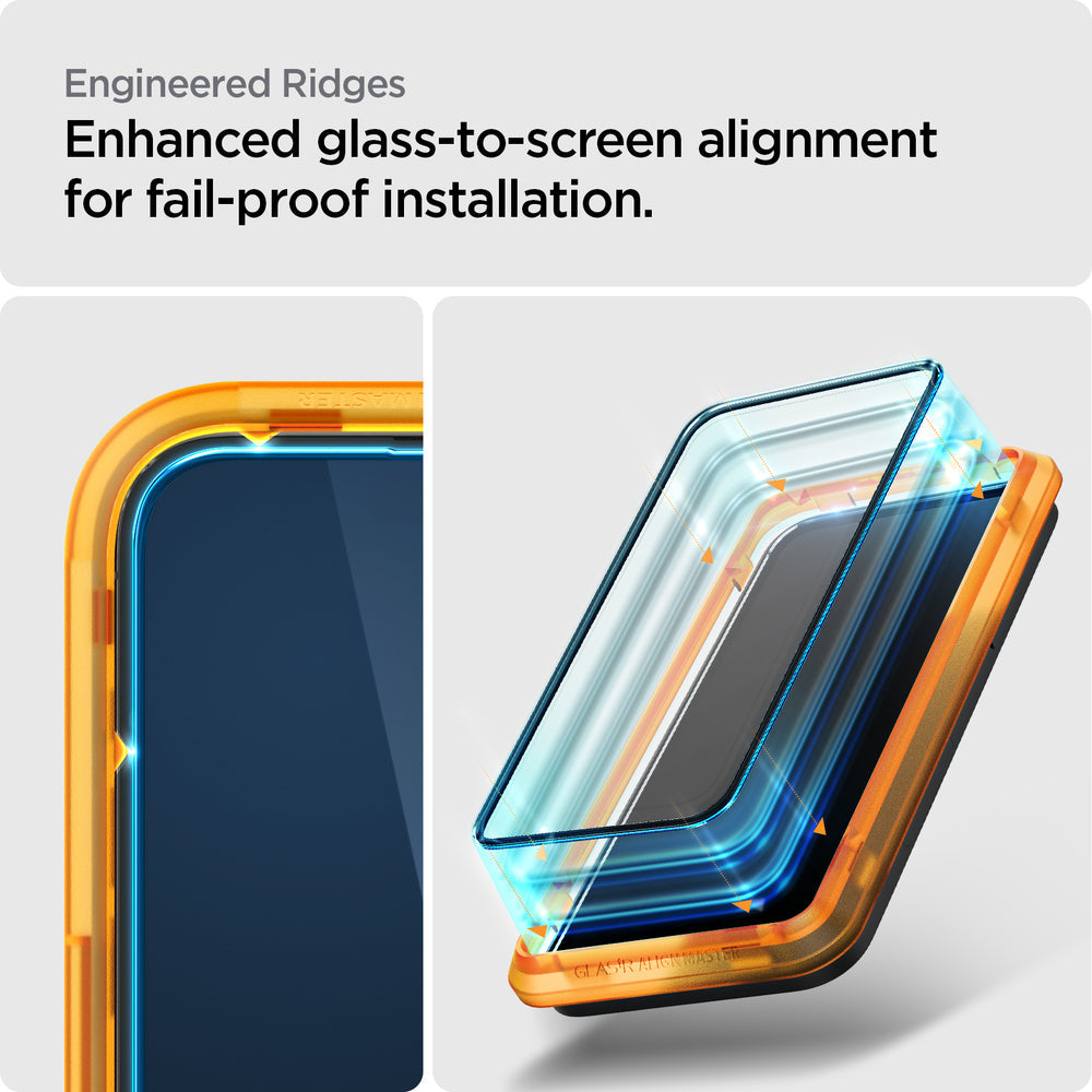 Spigen Apple iPhone 14 Pro Max AlignMaster GLAS.tR Full Cover 2PCS Glass Screen Protector - Black