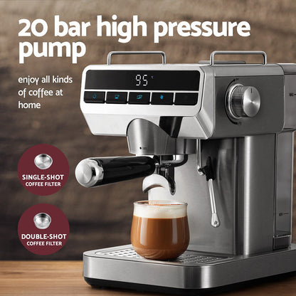 Devanti 20 Bar Coffee Machine Espresso Cafe Maker