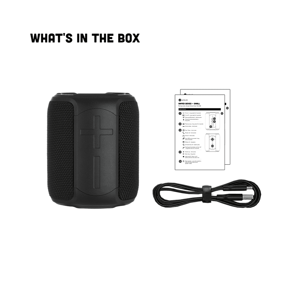 Wave 12W LED BT Portable Speaker - Small (Black)