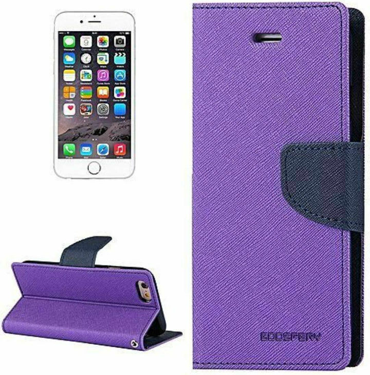 Fancy Diary Case for iPhone 13 mini - Purple/Navy