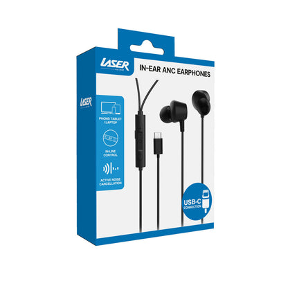 Laser Active Noise Cancelling In-Ear Earphones (Black)