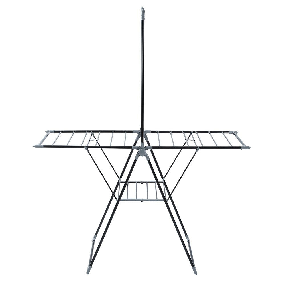 Boxsweden Foldable Clothes Airer with Hanging Rack 155x194cm (Black)