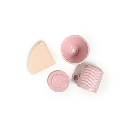 Coffee Culture 320ml Ceramic Coffee Pour Over Mug/Dripper with Filter Set (Pink)
