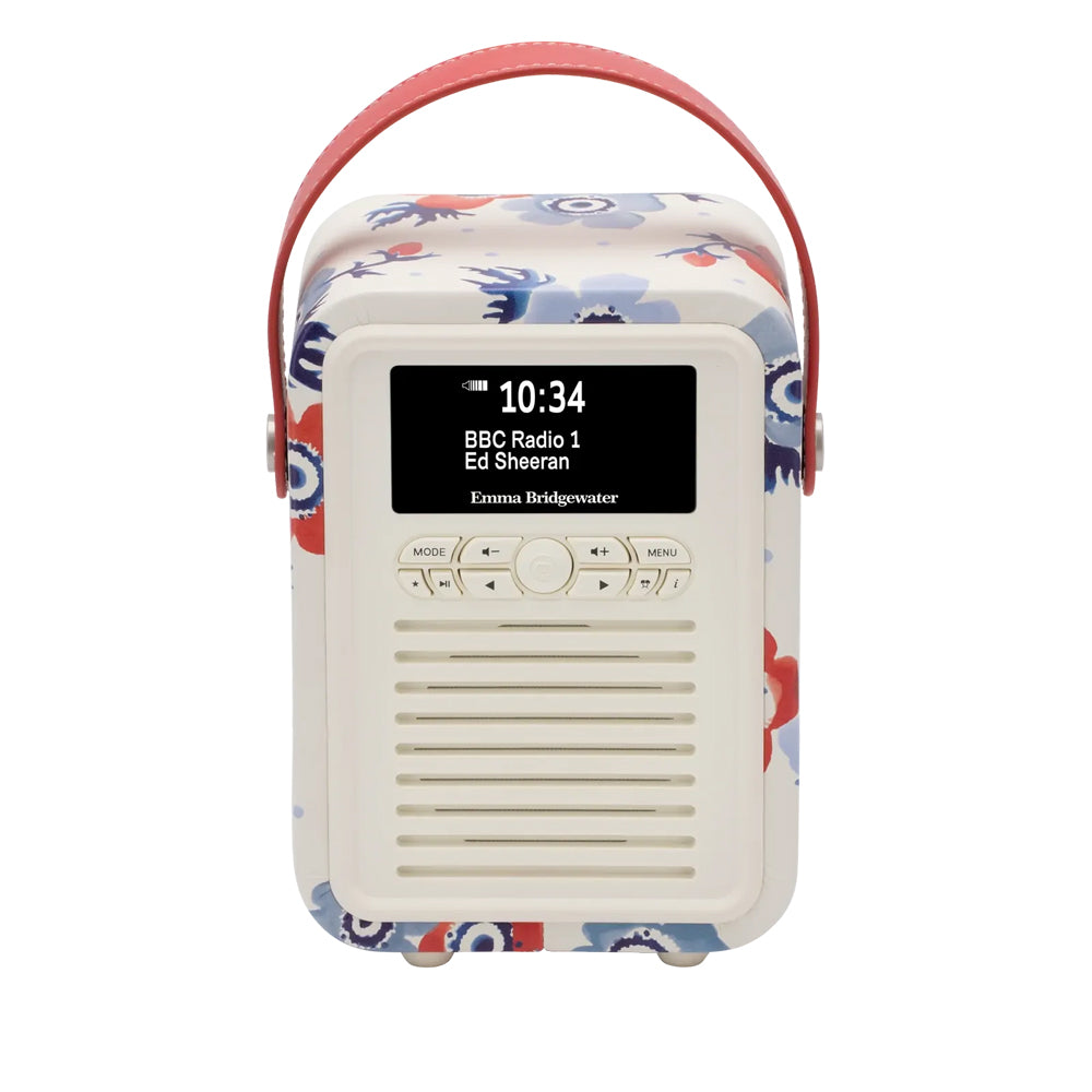VQ Retro Mini DAB Radio Emma Bridgewater Anemone Bluetooth Alarm 60 Presets