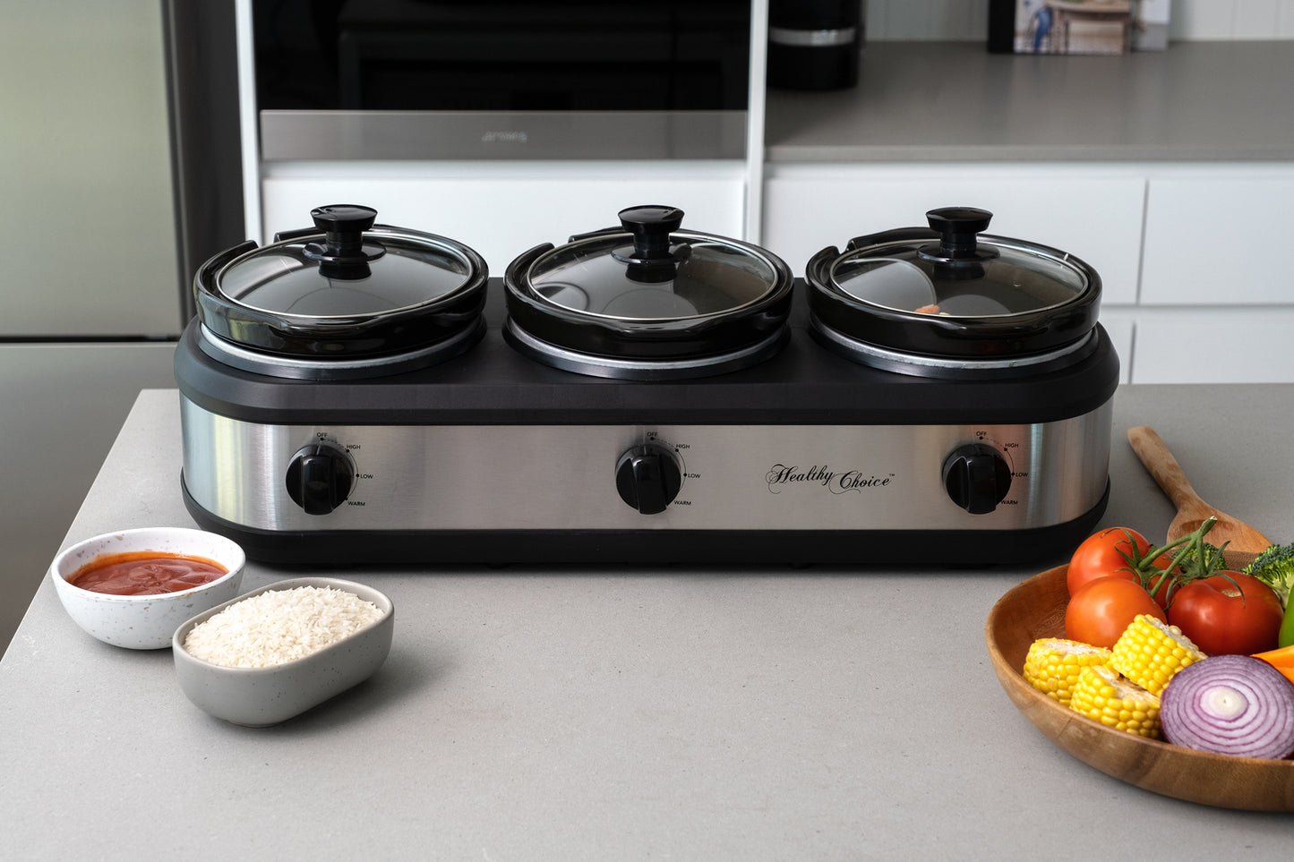 Healthy Choice 3-Pot 2.5L Slow Cooker 405W with 3 Settings