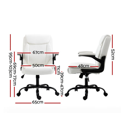 Artiss Executive Office Chair Mid Back (White)