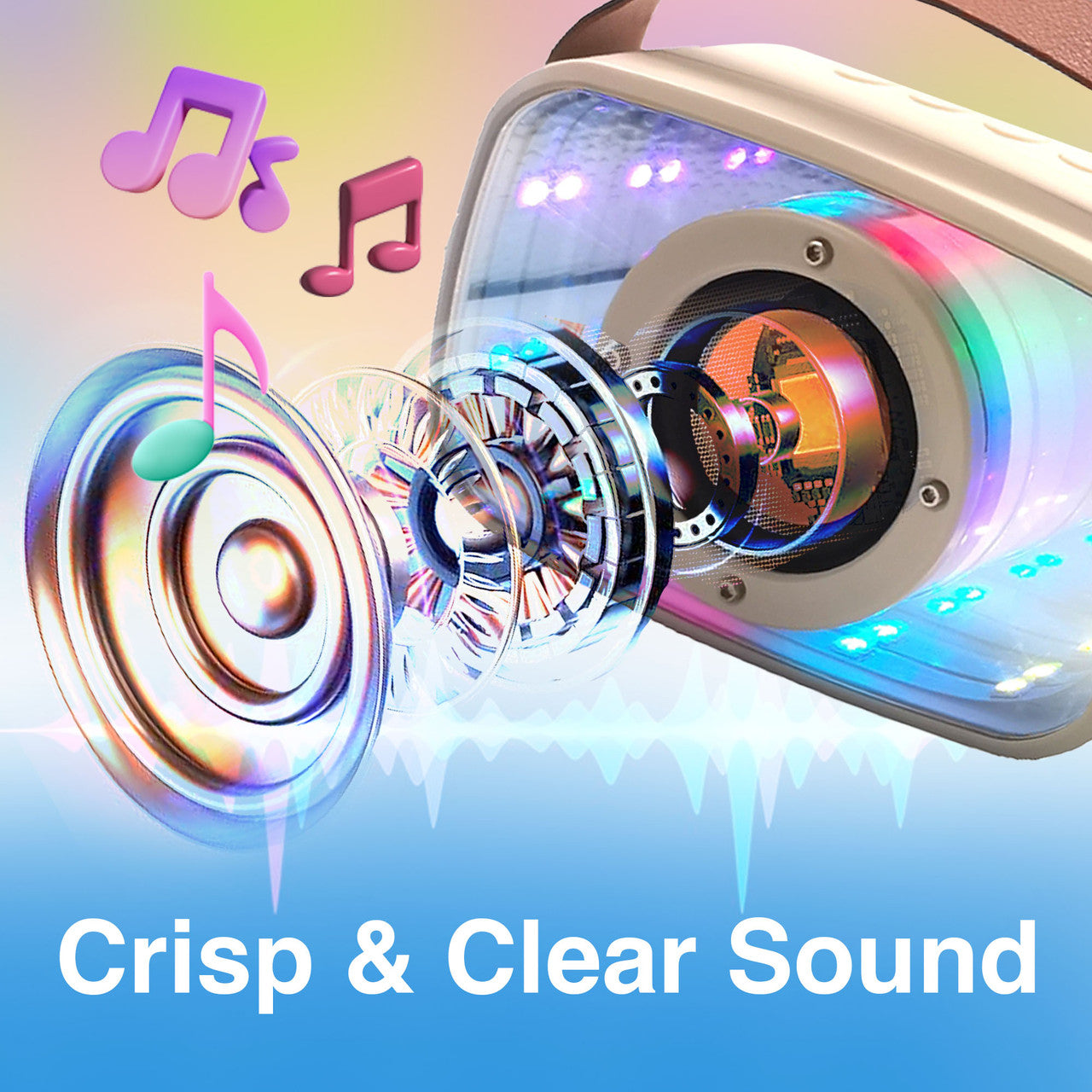 Laser Karaoke Speaker with Infinity Light Show and Mic