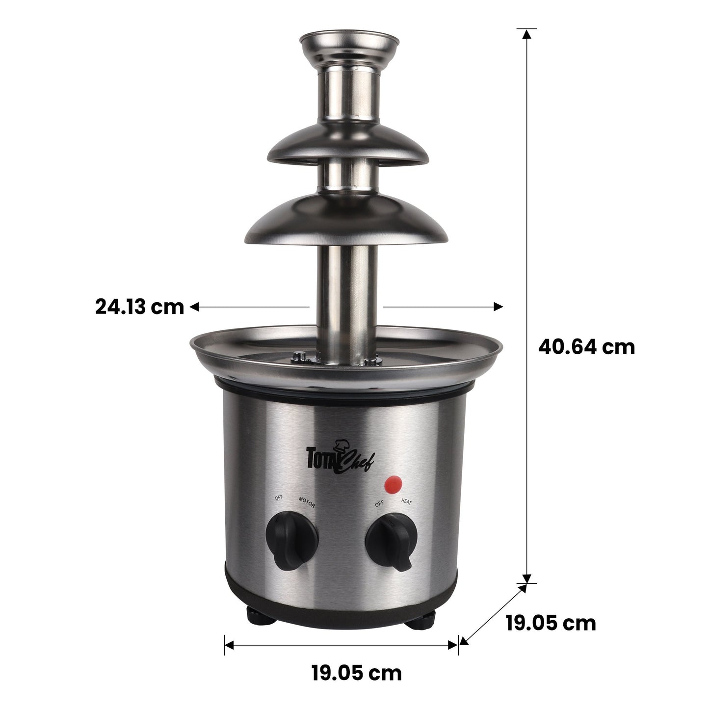 Total Chef 3 Tier Chocolate Fondue Fountain 680g Capacity, Stainless Steel
