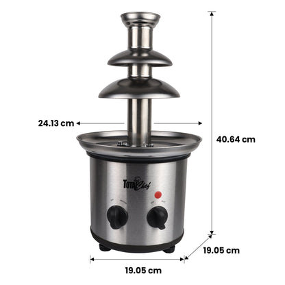 Total Chef 3 Tier Chocolate Fondue Fountain 680g Capacity, Stainless Steel