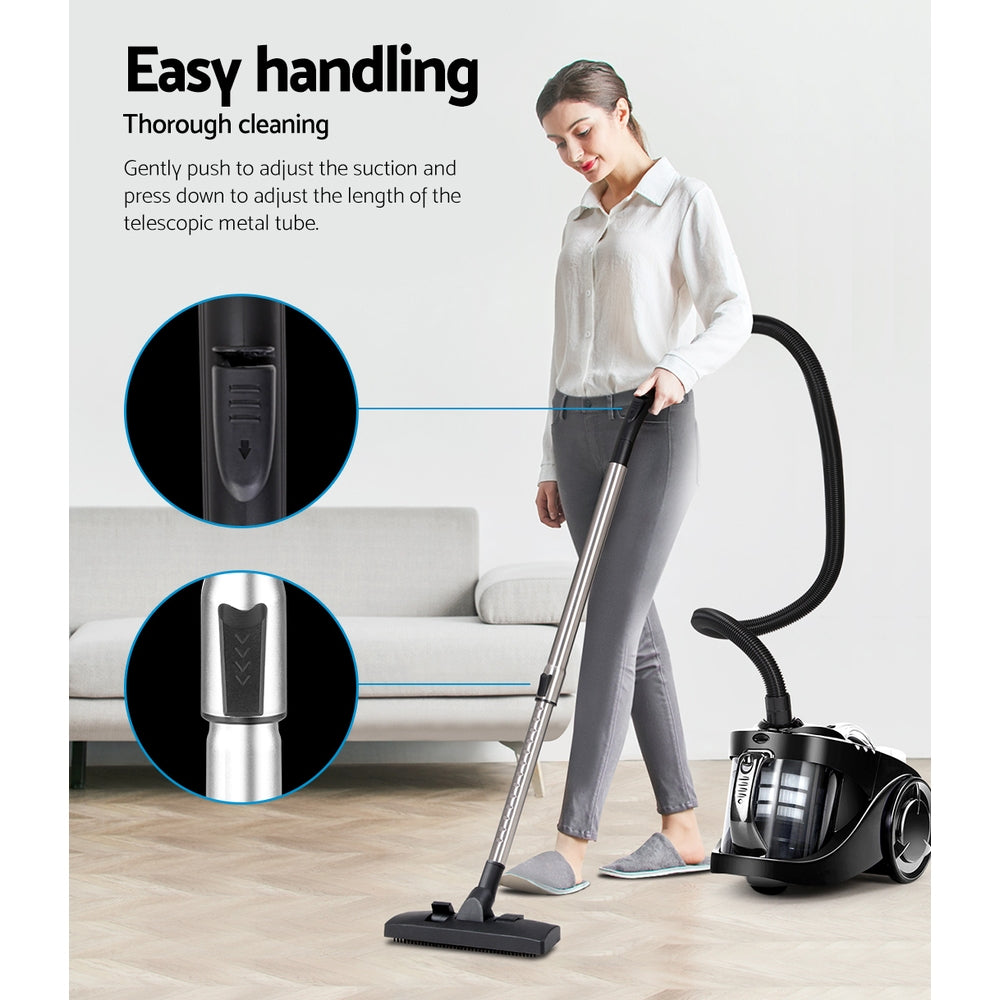 Devanti 2200W Multi-cyclonic Bagless Vacuum Cleaner Pet Hair (Black)