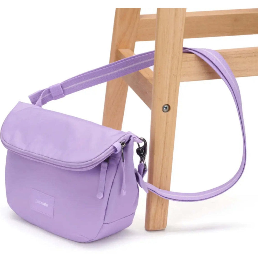 Pacsafe Go Anti-Theft RFID Blocking Expandable Saddle Crossbody Bag Lavender